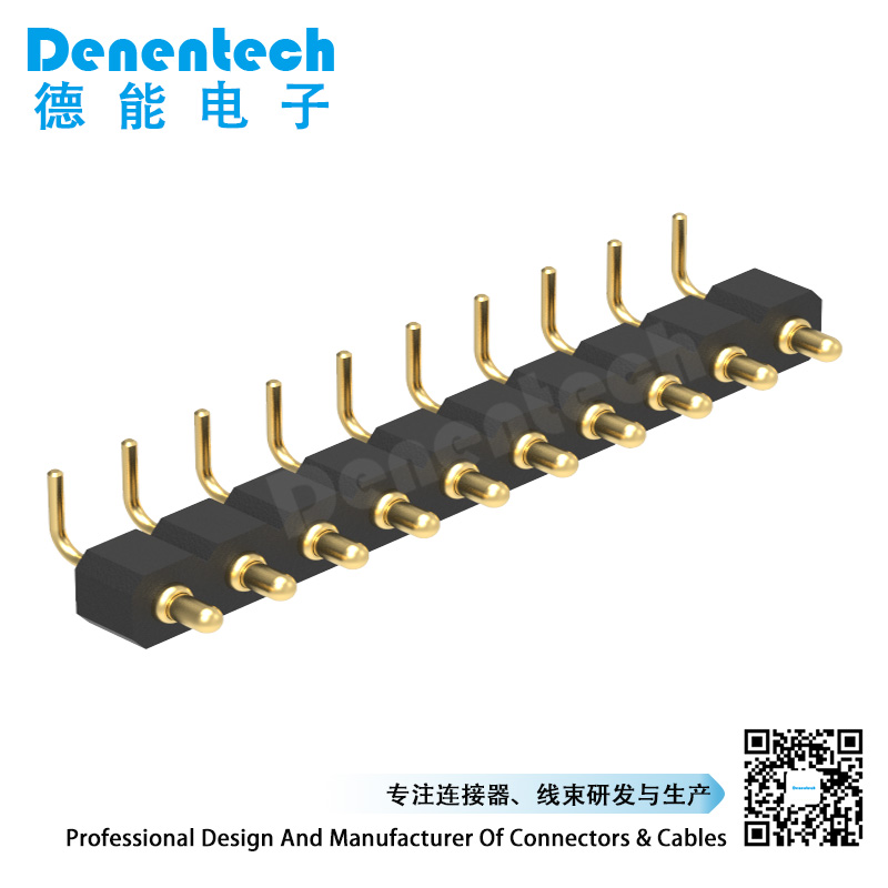 Denentech customized 3.0MM H2.5MM single row male right angle DIP pogo pin